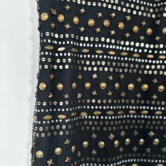 🅽🅴🆆 Badgley Mischka black mesh silver & gold sequin & beads dress, size 10 - Picture 9 of 17